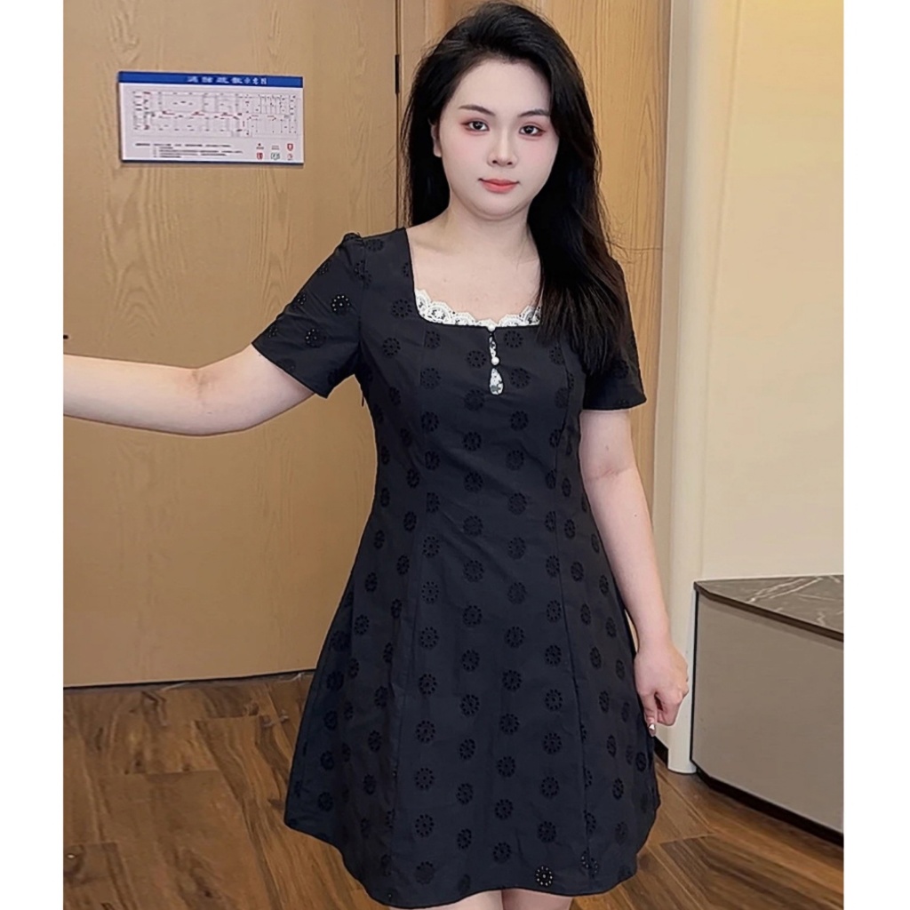 【ใหม่】M-3XL เหมาะสำหรับสาวที่อ้วน ชุดเดรสแขนสั้นแบบวินเทจ เดรสไซส์ใหญ่ ปกปิดไขมัน ทำให้ดูผอม เดรสสั้น