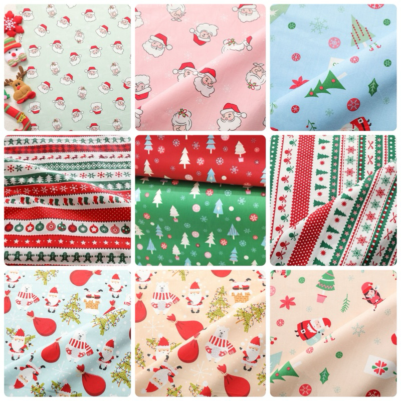 Christmas times ผ้า cotton twill คอตตอน % ผ้านำเข้าพร้อมส่ง