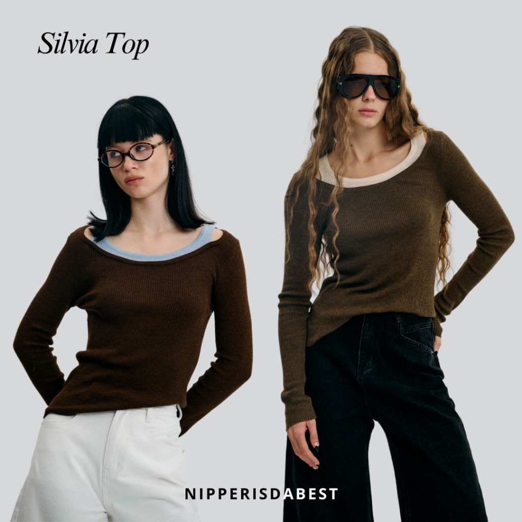 NIPPERISDABEST เสื้อรุ่น Silvia top เสื้อแขนยาว ไหมพรมผ้ายืด
