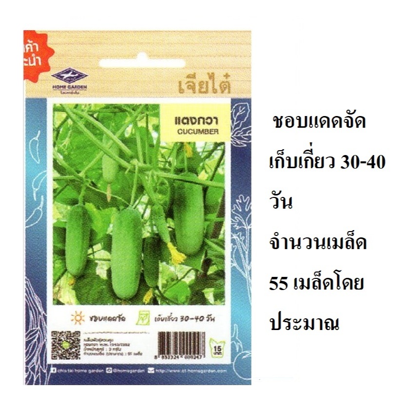 5 ฟรี 1 เมล็ดพันธุ์ แตงกวา เจียไต๋ เก็บเกี่ยว 30-40 วัน