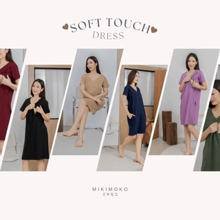 Mikimoko 🪺เดรสให้นม ผ้ายืด Cotton แท้100% ใส่สบาย ไม่บาง แหวกให้นมได้ทั้งสองข้าง