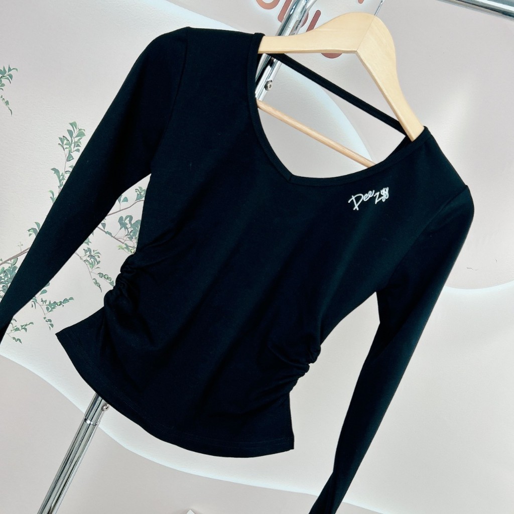 081-082 เสื้อยืดแขนยาว จั๊มข้างคอวี