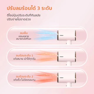 Gaabor ไดร์เป่าผม รุ่น GHD-N1000D ปรับแรงลม 3 ระดับ 1000W แห้งไว เบา พกพาง่าย ร้อนเร็ว Hair dryer ไดร์