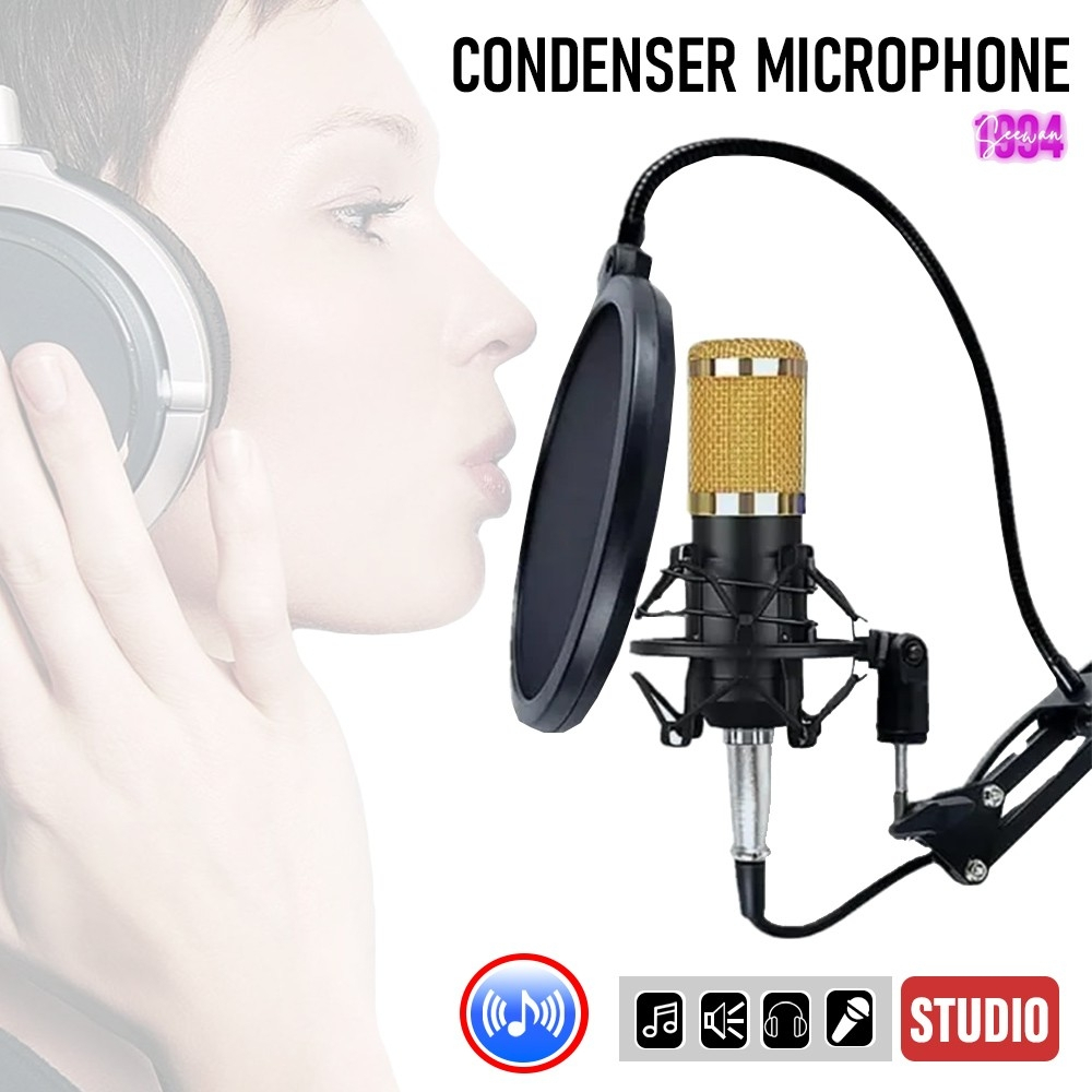 CONDENSER MICROPHONE รุ่น BM 800 ไมค์อัดเสียง ขาตั้งไมค์ ไมค์ คอนเดนเซอร์ และอุปกรณ์เสริม
