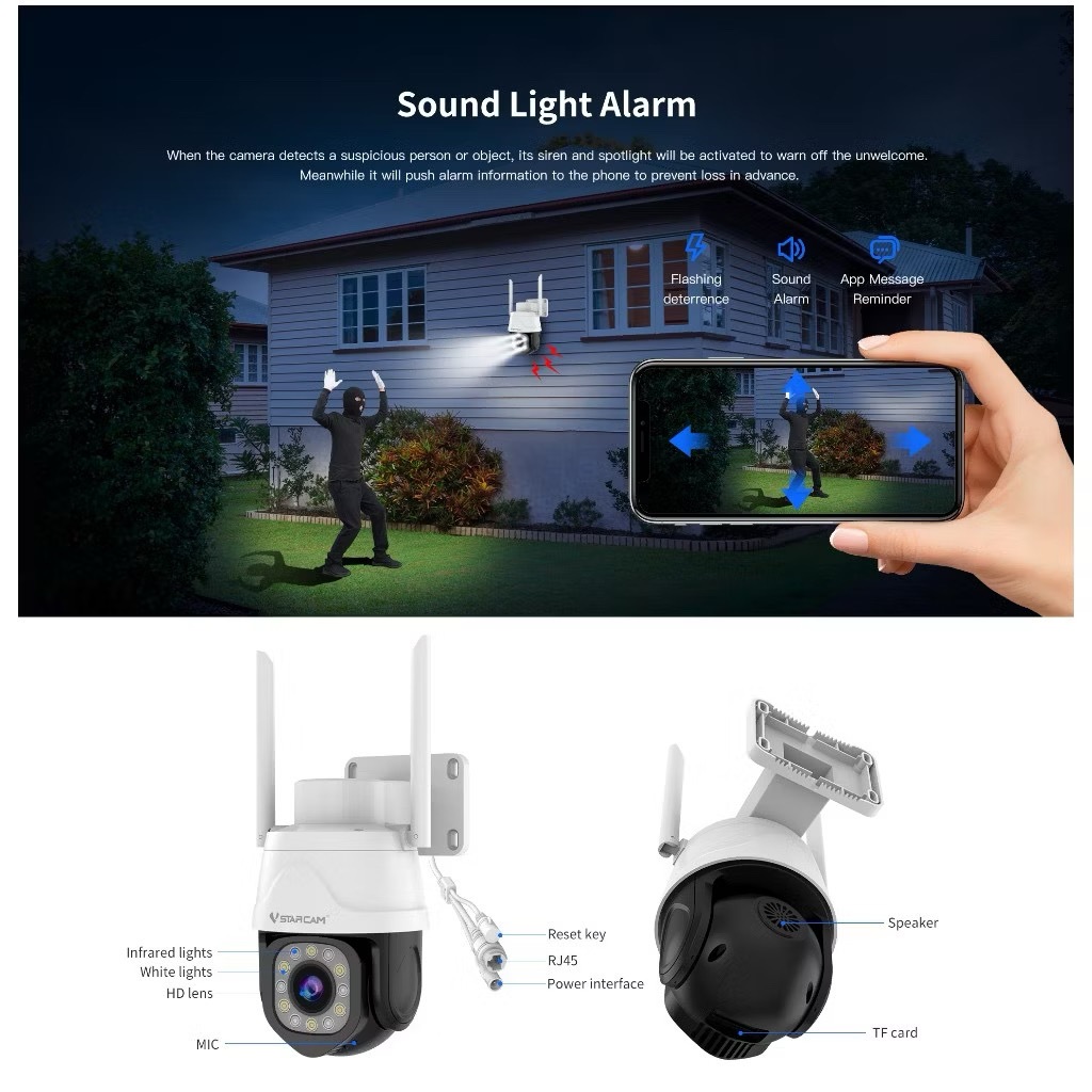 Gateway Vstarcam CS610Q ความละเอียด 8 ล้านพิกเซล (1296P) กล้องวงจรปิดไร้สาย Ultra HD 4K UHD Color Night Vision IP66