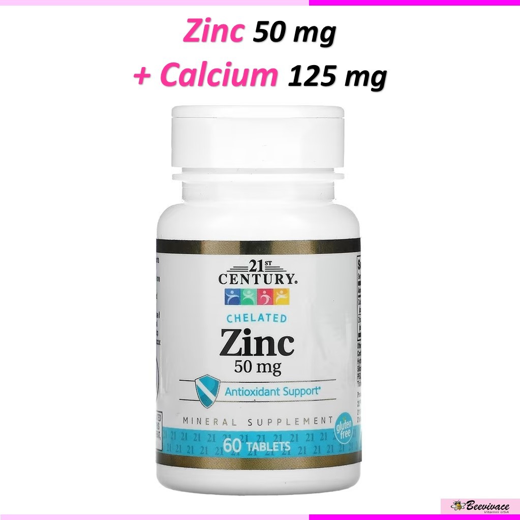 (EXP 05/2027) 21st Century, Zinc, 50 mg, 60 Tablets chelated zinc