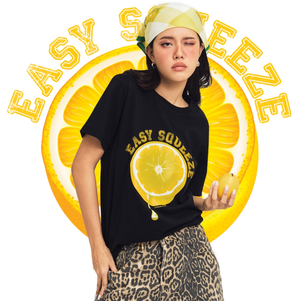 [CEREAL KILLER] เสื้อยืด รุ่น 'Regular Tee' สีดำ 'Easy Squeeze' (CK007)