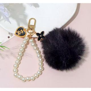 จี้ห้อยโทรศัพท์ ห้อยพวงกุญแจ ห้อยกระเป๋ามีขนน่ารักไข่มุกสีขา…