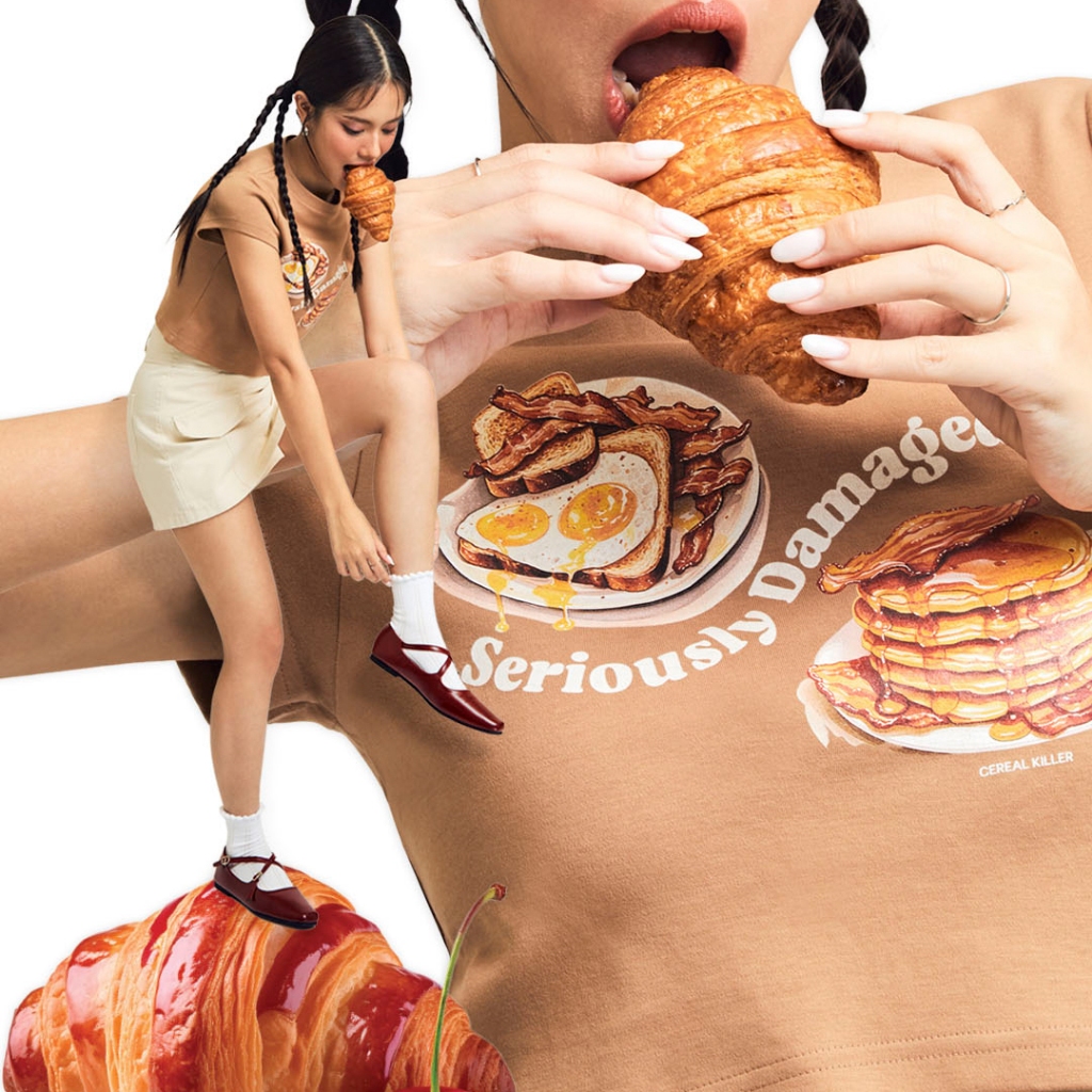 [CEREAL KILLER] เสื้อยืด เสื้อครอป Baby Tee ลาย More delicious than breakfast(CK003) – โปรปัง