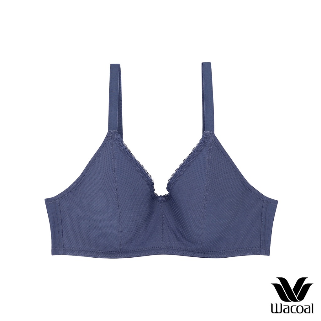 Wacoal Surprise Bra บรามีโครง ดีไซน์เก๋ ด้วยผ้าร่องทั้งตัว รุ่น WB9B73 สีน้ำเงิน (NG)