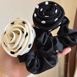 ยางรัดผมกุหลาบ Dot rose flower ยางมัดผม ยางรัดผมแฟชั่น