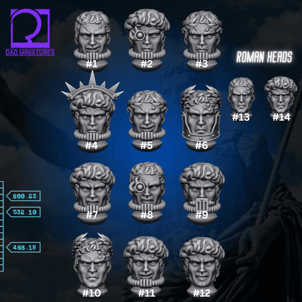 Forge of Champions: Dynamic Heads Collection 1 [High quality and detailed 3d print miniature boardgame model war game]
