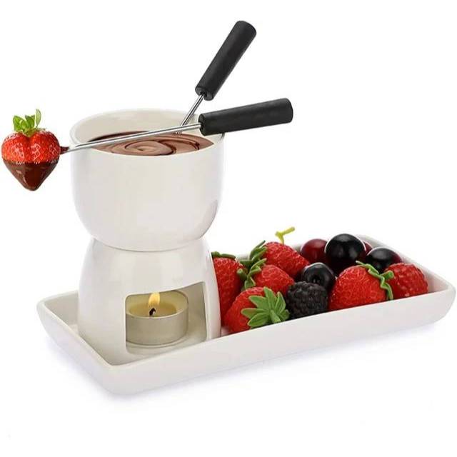 ชุดช็อคโกแลตฟองดูว์ เซรามิค Chocolate fondue Hightea ZB-28293 หม้อเสิร์ฟฟองดู Mini ชีสฟองดู