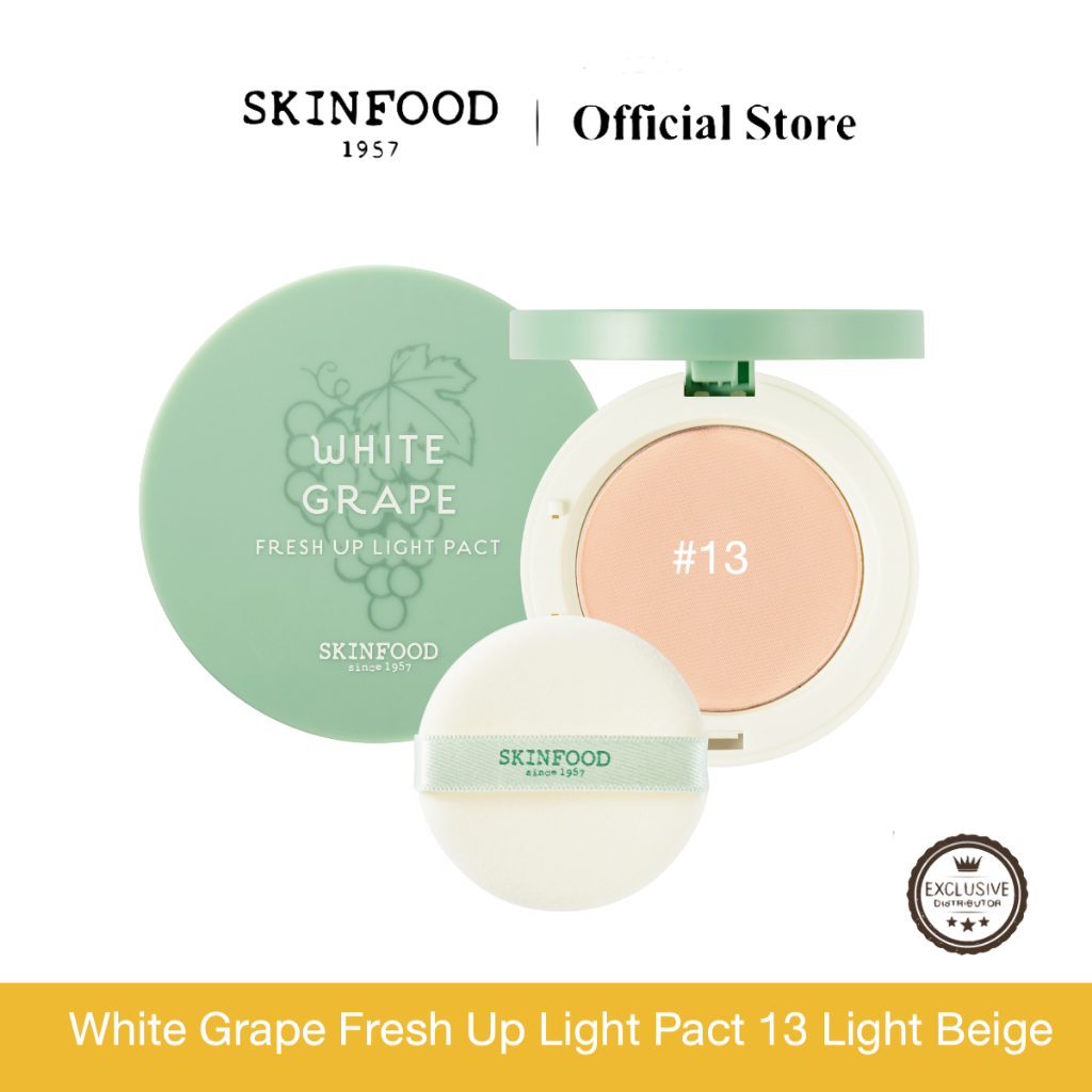SKINFOOD White Grape Fresh Up Light Pact เบอร์ 13 Light Beige แป้งอัดแข็งไม่ผสมรองพื้น ผิวเรียบเนียนควบคุมความมัน 12 g.