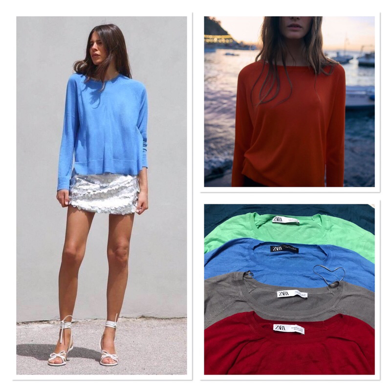 Zara เสื้อเจอร์ซี่ แขนยาว ผ้าไม่หนา นุ่ม ใส่สบายตัว งานชนช้อป