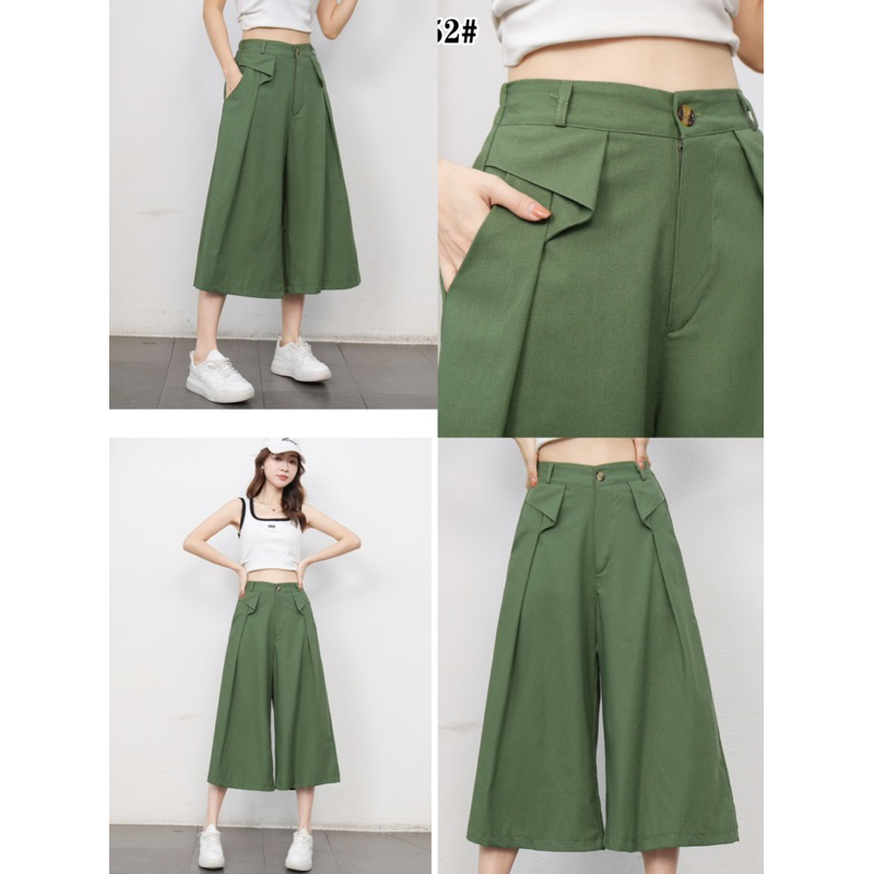 กางเกงขากระบอกแฟชั่น 5 ส่วน ผ้าฝ้ายและผ้าลินิน ยาว 28 นิ้ว ปิดเข่า 252#