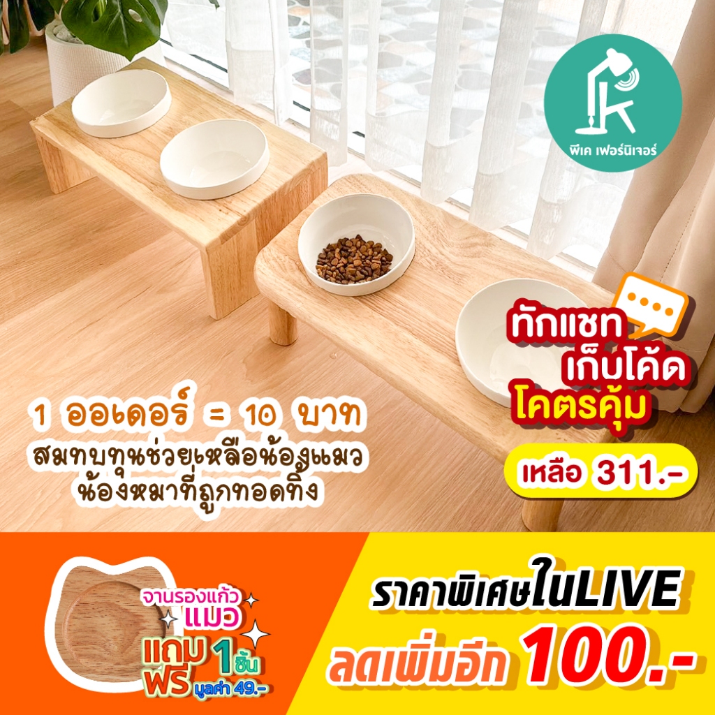 [ซื้อในVDOลดเหลือ 297 ] ชุดชามอาหารแมว ชามให้อาหารสัตว์เลี้ยง ชามข้าวแมว พร้อมถ้วยเซรามิคคู่แบบเอียง,แบบตรง catbowl