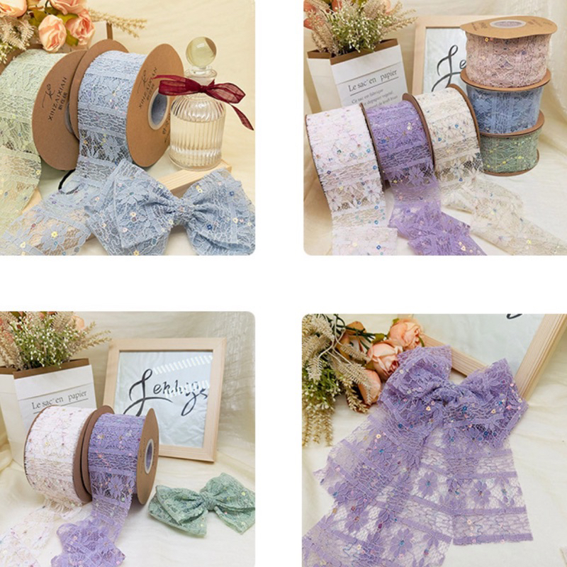 ริบบิ้นลูกไม้ BlingBlinสำหรับตกแต่ง Ribbon with tinsel