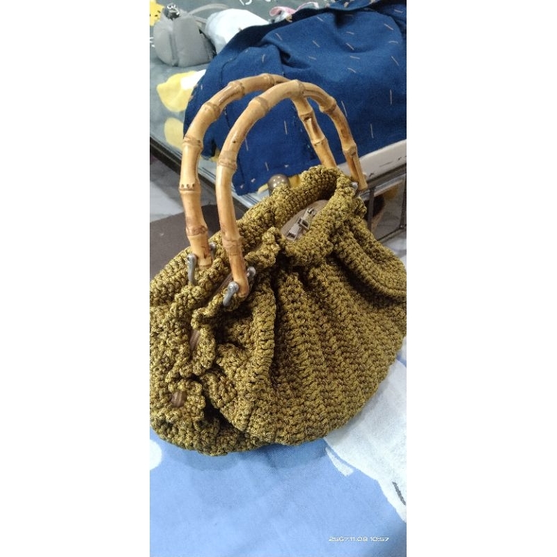 กระเป๋าถักhandmadeถักด้วยเชือกถัก