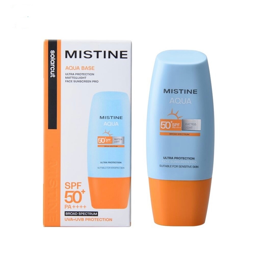 Mistine.มิสทิน อะควา เบส อัลตร้า โพรเทคชั่น แมทท์แอนด์ไลท์ เฟส ซันสกรีน SPF50+PA++++40มล
