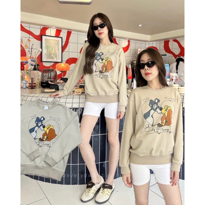 Lady and the tramp sweater (380฿) คอลใหม่! พร้อมส่งเลยค่าา เสื้อแขนยาวสเวตเตอร์ สกรีนลายการ์ตูนน้อนหมาเลดี้ valen