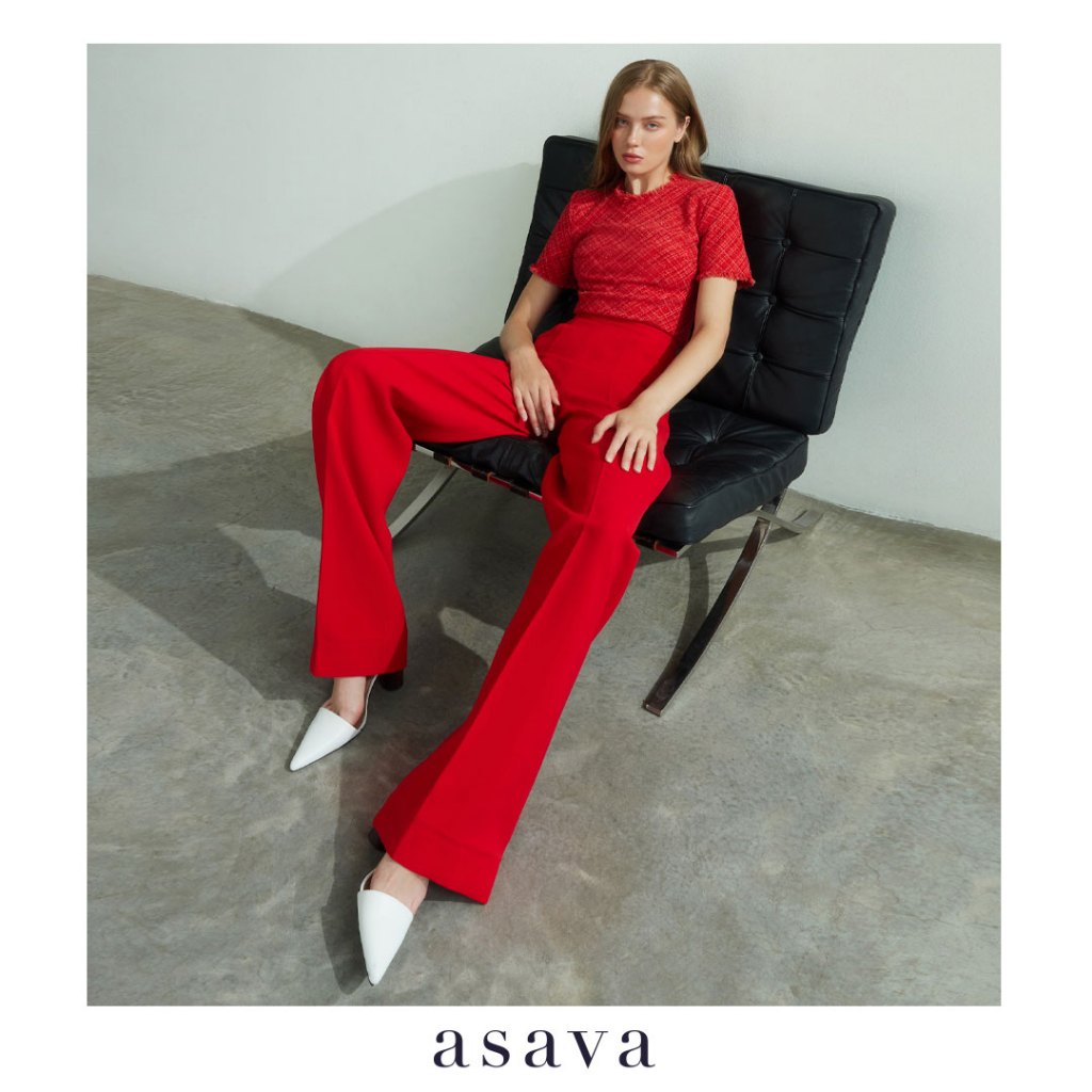 [asava aw23] Laberta High-waisted Pants กางเกงผู้หญิง ขายาว ทรงตรง เอวสูง กระเป๋าทรงแอล ซิปหลัง