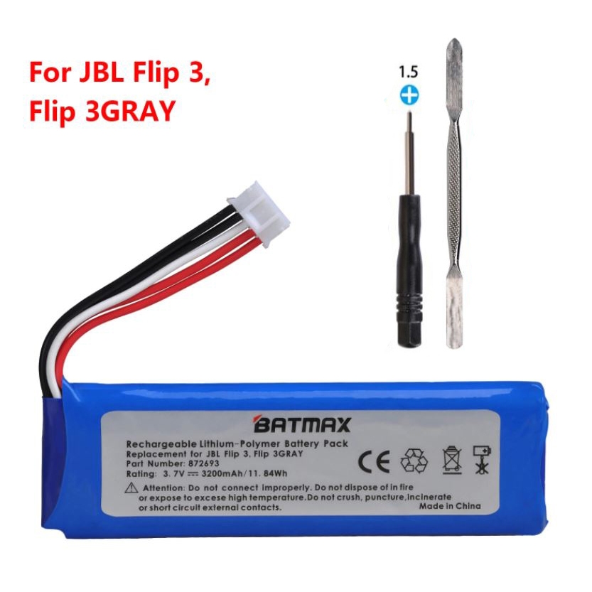แบตเตอรี่ลำโพง JBL Flip 3, Flip3, Flip 3 Gray 3200mAh Speaker Battery with Open Tools GSP872693