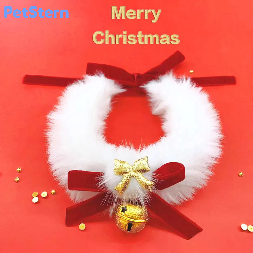 PetStern ปลอกคอคริสต์มาสสำหรับสัตว์เลี้ยง พร้อมระฆังอันเล็ก ปกตุ๊กตา ปลอกคอแมว ปลอกคอสุนัข เหมาะกับเทศกาลคริสต์มาส
