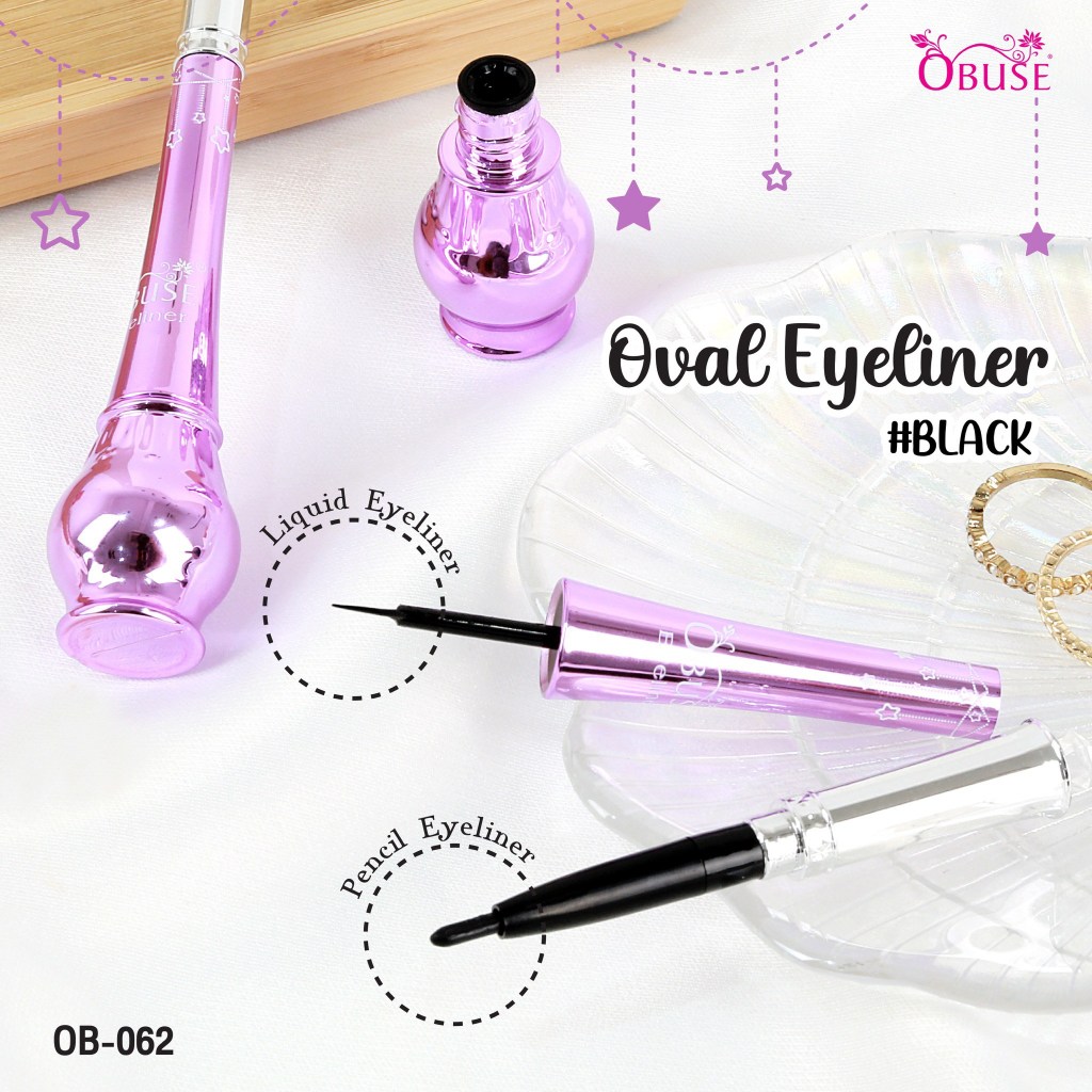 OBUSE Liquid eye liner OVAL EYELINER #BLACK OB-062 อายไลเนอร์ กันน้ำ 2 หัว แบบพู่กัน