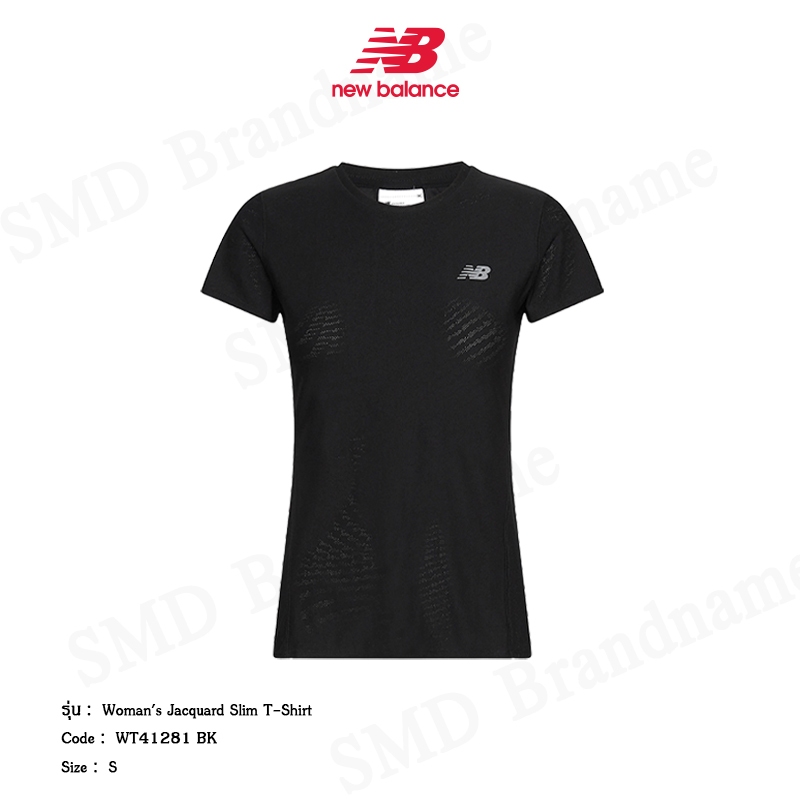 New Balance เสื้อยืดคอกลม รุ่น Woman's Jacquard Slim T-Shirt Code: WT41281 BK