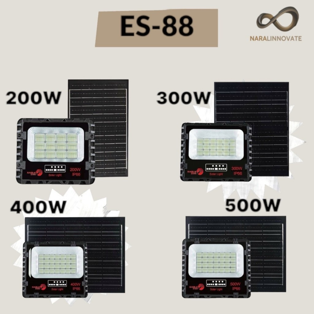 Eagle star ES-88 ไฟโซล่าเซลล์ รุ่นแข็งแรงทนทาน สว่างที่สุด สว่างถึงเช้า กันน้ำ IP66 รับประกัน 2 ปี