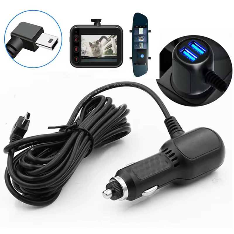ครื่องชาร์จรถกล้องหน้ารถแหล่งจ่ายไฟ11.5ft สายมินิ USB สำหรับกล้อง DVR GPS เครื่องชาร์จรถกล้องหน้ารถ