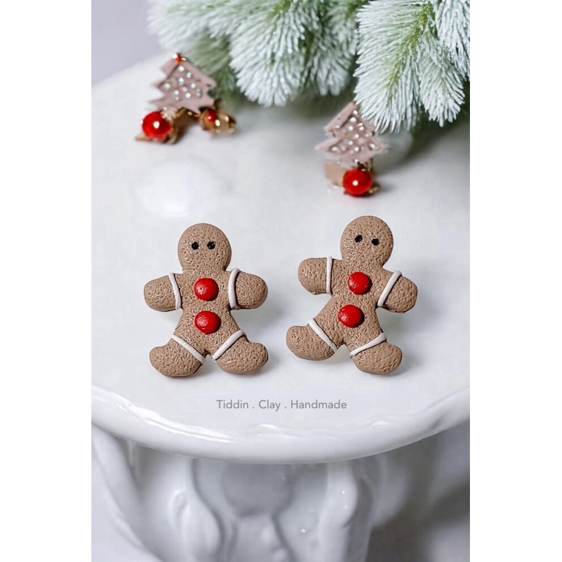 ต่างหูแฮนด์เมด Gingerbread Size: 1.5 * 2 Cm.Nickel free Hypoallergenic ไม่แพ้ไม่คัน แพ้ง่าย ใส่ได้