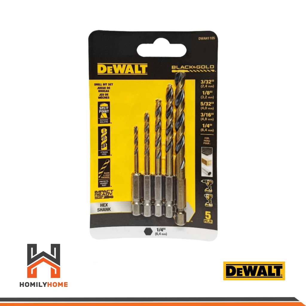 DEWALT ดอกสว่าน BLACK&GOLD รุ่น DWAH1105 5ดอก/ชุุด