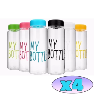 Timeless_home ขวดน้ำMy bottle ขวดสีใส ชุด 4 ชิ้น สุ่มสี ขนาด 500 มล. ฝาปิดแน่น พกพาง่าย A123-4