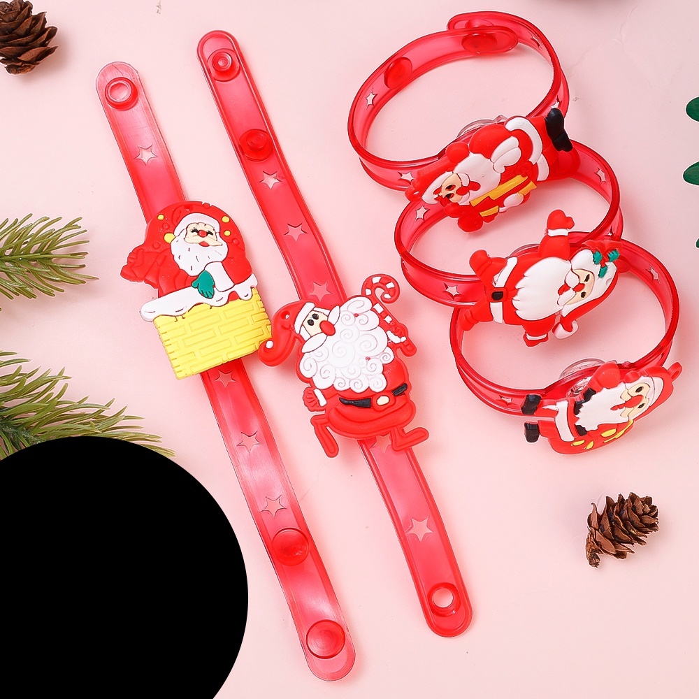 พร้อมส่ง สายรัดข้อมือ คริสมาสมีไฟ สายข้อมือไฟกระพริบled ข้อมือซานตาคลอสมีไฟ