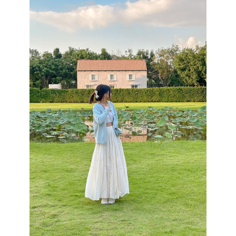 🩵พร้อมส่ง🩵Mint Mambo เสื้อคลุมคาร์ดิแกน เสื้อสเวตเตอร์ถักสีฟ้า แต่งโบว์