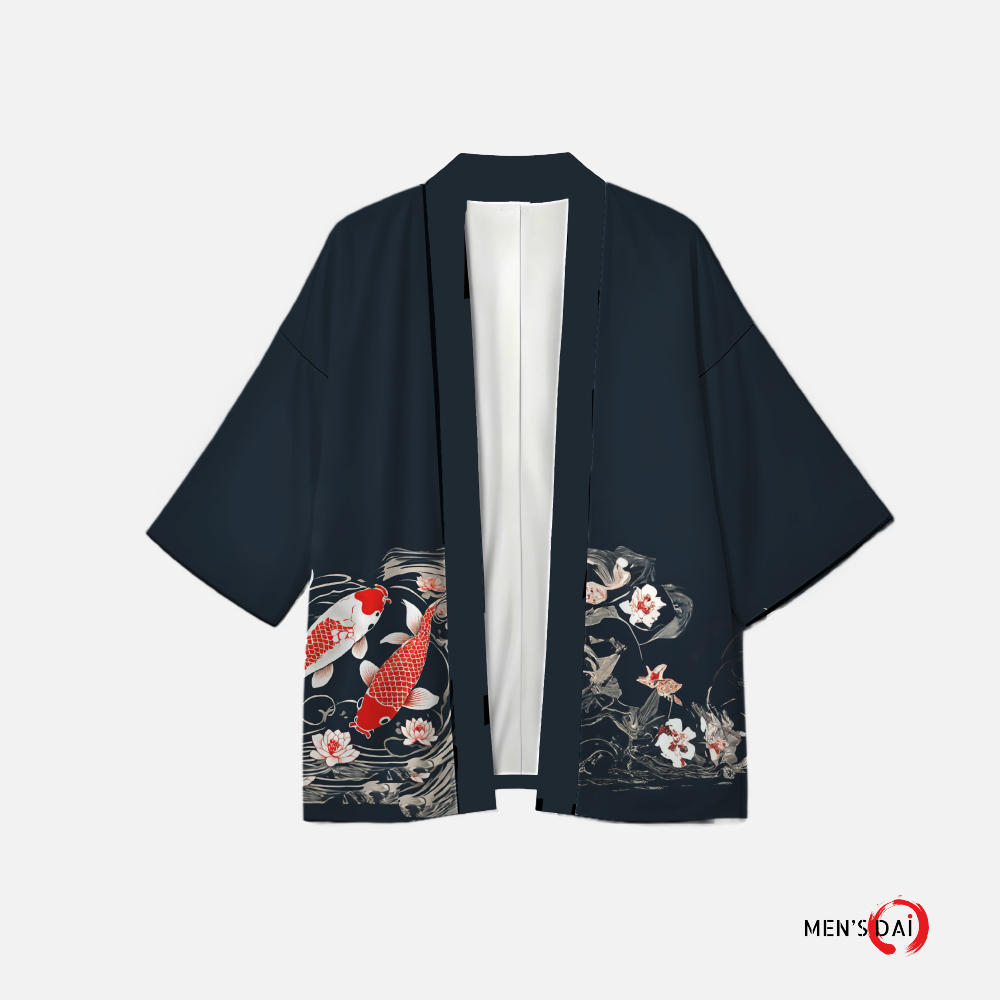 🔥New 🔥  เสื้อคลุมลายปลาคราฟ V.2  เสื้อคลุมญี่ปุ่ทรงยูกาตะ ฮาโอริ สไตล์ญี่ปุ่น เนื้อผ้าใส่สบาย ใส่ได้ทั้งผู้หญิงและผู้ชาย