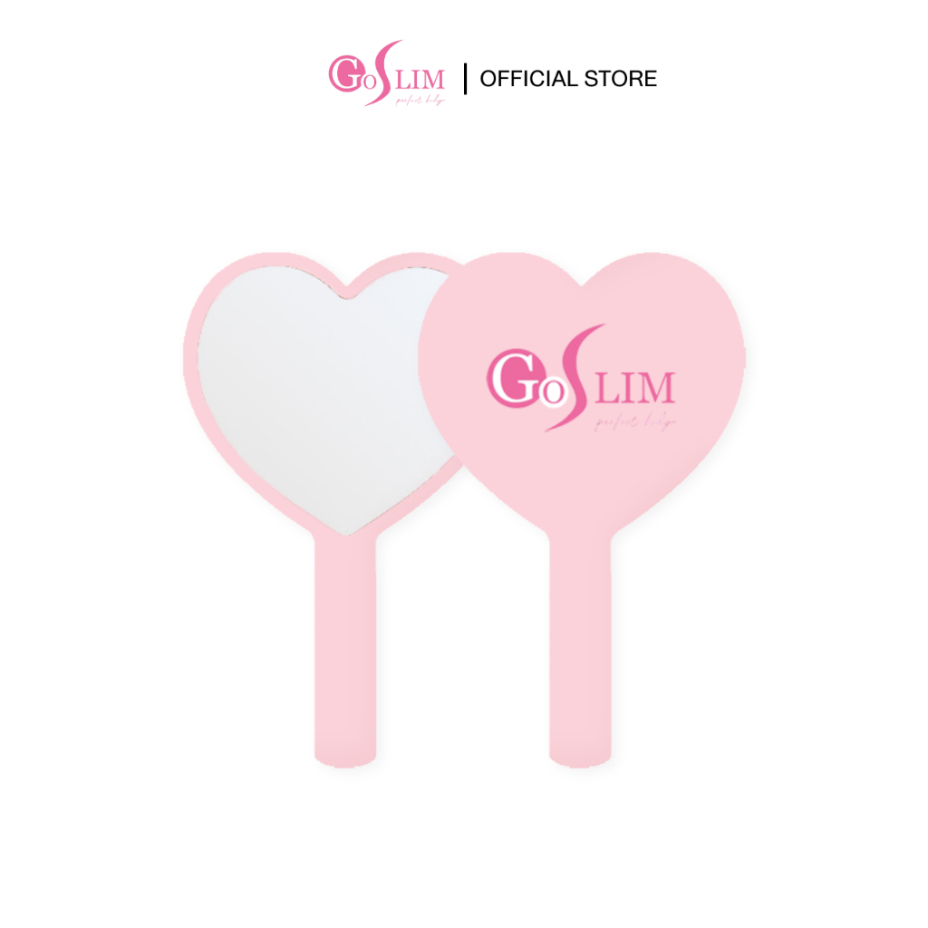 GOSLIM กระจกแต่งหน้ารูปหัวใจ HEART MIRROR กระจกแต่งหน้าพกพา มีด้ามจับ [ของขวัญ GIFT]