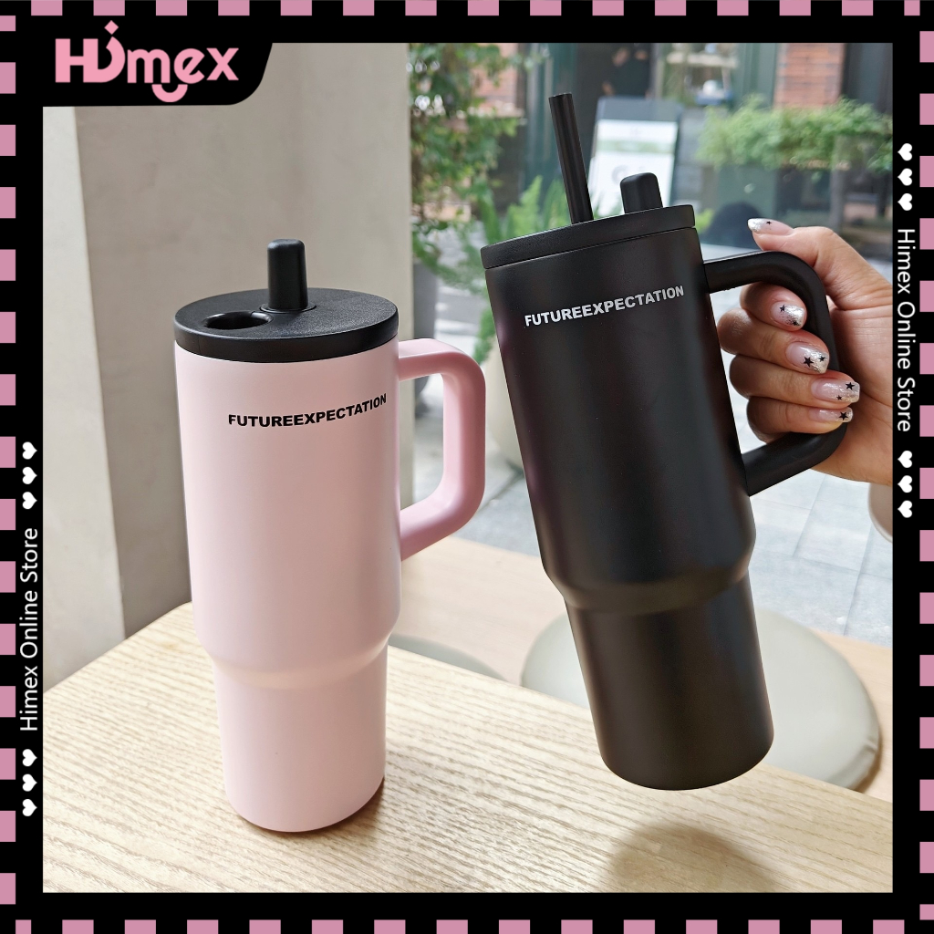 Himex แก้วเยติ แก้วเก็บความเย็น พร้อมหลอด สแตนเลส316 แบบใหม่มีที่จับ กระติกน้ําร้อน