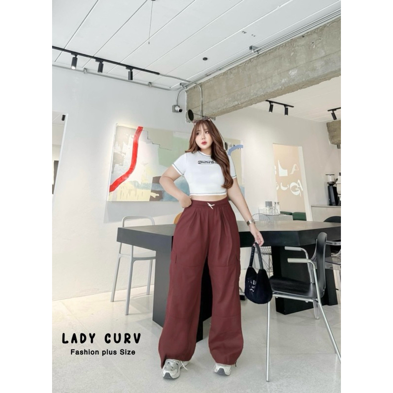 (LC) กางเกงคาร์โก้เอวสูง สม็อครอบเอว เชือกใช้งานได้จริง ปลายขารูดได้หรือไม่รูดก็เก๋ เสื้อผ้าสาวอวบอ้วน ไซส์ใหญ่ ราคา ถูกที่สุด ดีลบีเคเค แกลเลอรีภาพที่ 6