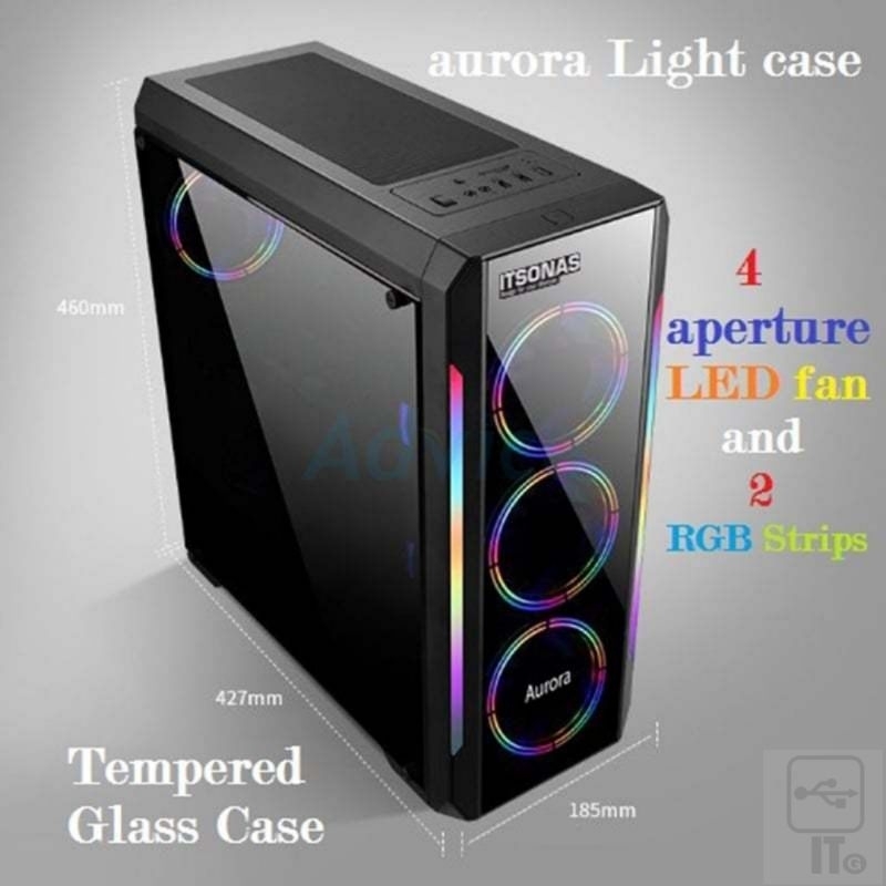 ATX CASE (NP) ITSONAS AURORA RGB BLACK ประกัน 1Y เคสคอมพิวเตอร์