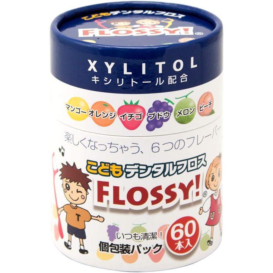 นำเข้าจากญี่ปุ่นแท้//ไหมขัดฟันสำหรับเด็ก มีกลิ่นผลไม้หอมๆ UFC Supply Children's Dental Floss Flossy, Pack of 60