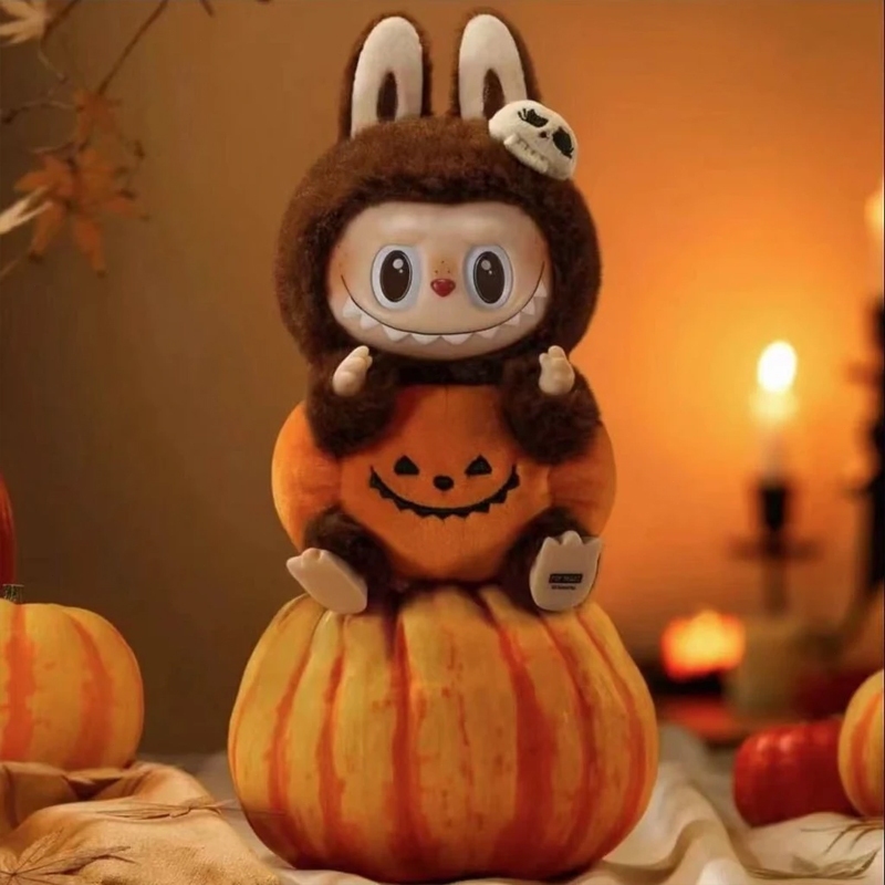 POPMART Labubu Halloween Party Series Carnival - Sitting Pumpkin Vinyl Plush Pendant Doll Plush Doll