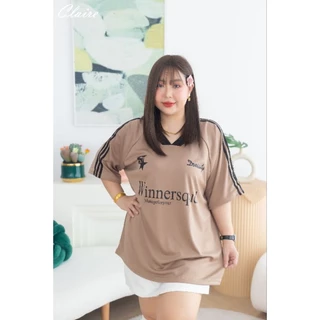 เสื้อกีฬาไซ์ใหญ่ คอวี ไหล่สโลป ทรงโอเวอร์ไซส์ อกหน้าผ้า 52" ความยาว 30 นิ้ว ผ้ากีฬาใส่สบาย