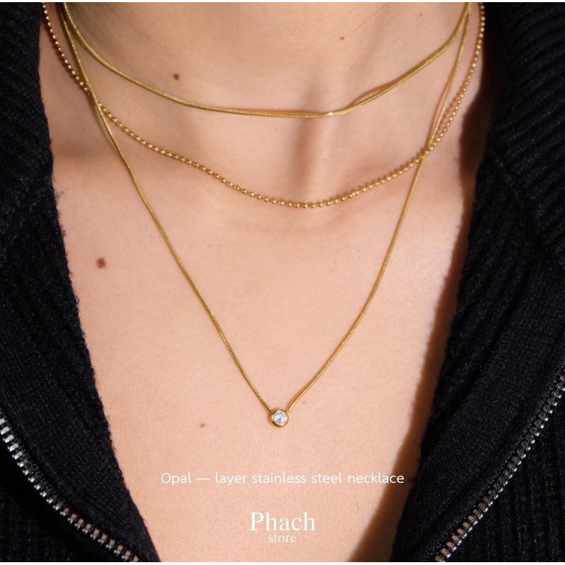 Opal - layer stainless steel necklace