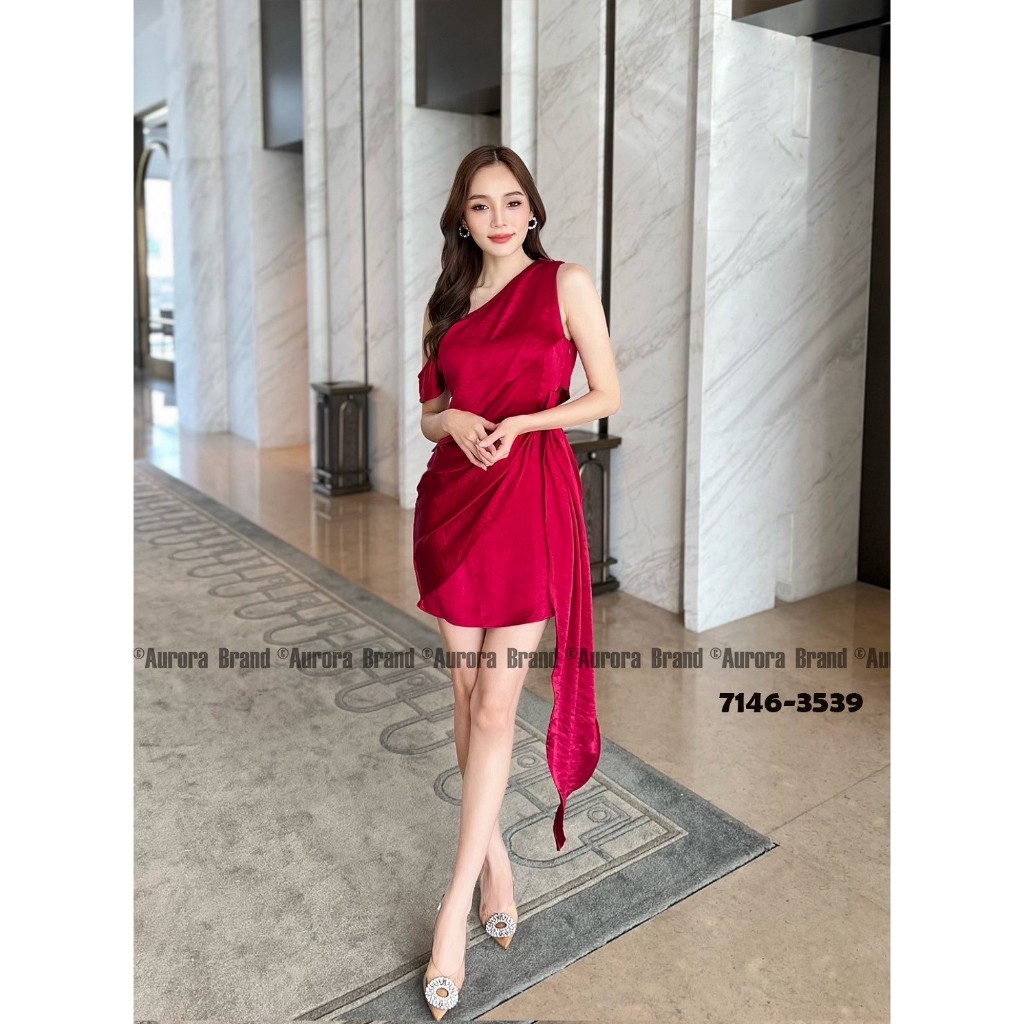 Aurora Brand 7146-3538 ชุดเดรสสั้นสีแดง