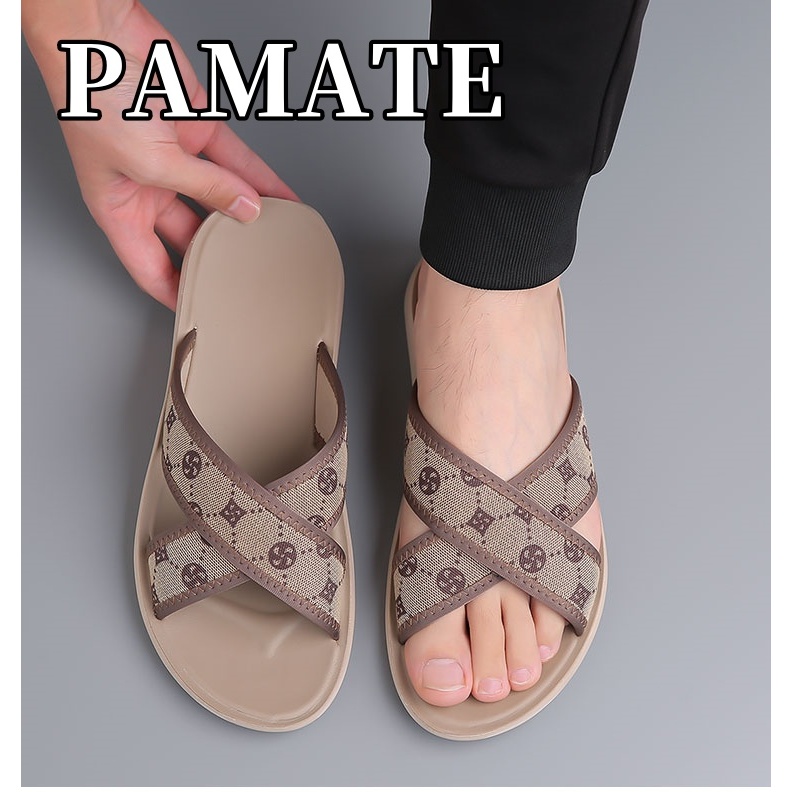 PAMATE รองเท้าแตะรุ่นใหม่สำหรับผู้ชาย พื้นหนา ทนทาน ทันสมัย กันลื่น เหมาะสำหรับออกไปข้างนอกและขับรถ