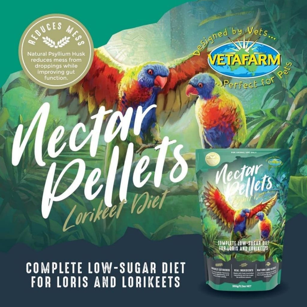 Vetafarm Nectar Pellets อาหารนกแก้วโนรี อัดเม็ด ยกถุง 2Kg