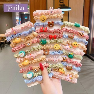 TENIKA 🔥ยางรัดผมลายการ์ตูน🔥คละสีคละลาย พร้อมส่ง ยางมัดผม เครื่องประดับ หนังยางรัดผม
